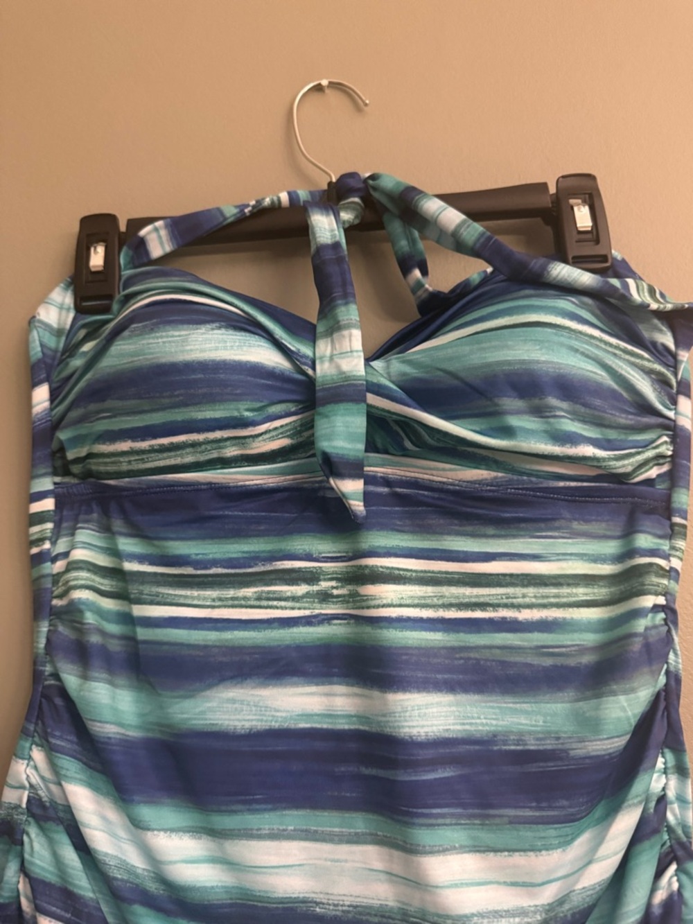 Disney Parks Minnie Mouse Striped Halter One Piece Swimsuit Ruched Large NWOT - Picture 5 of 8